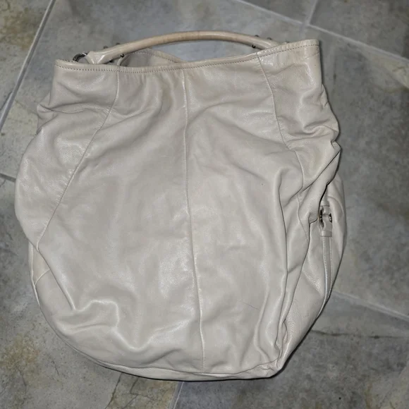 Sergio Rossi Cream Hobo Bag with Soft Leather and Crescent Shape